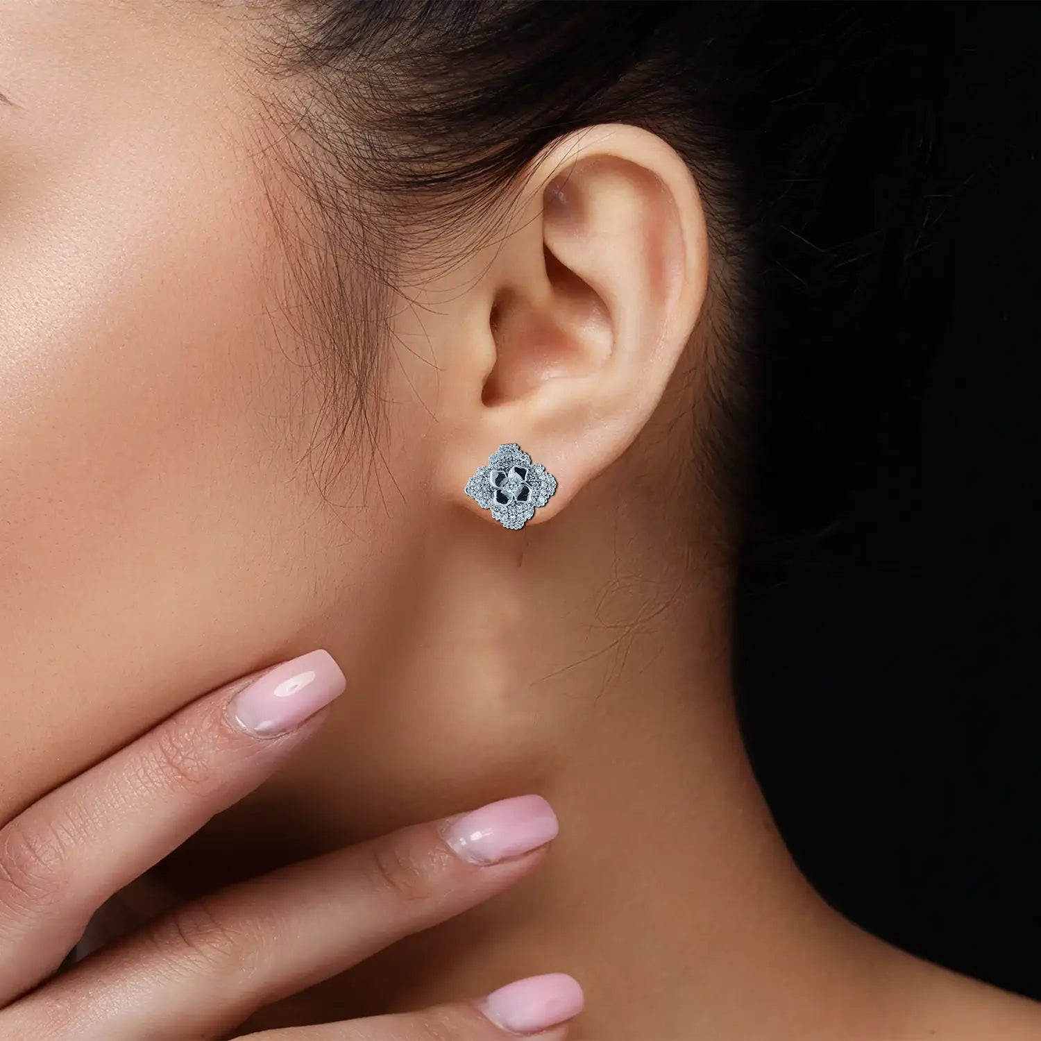 Silver Floral Statement Earring- Made With Pure 925 Silver