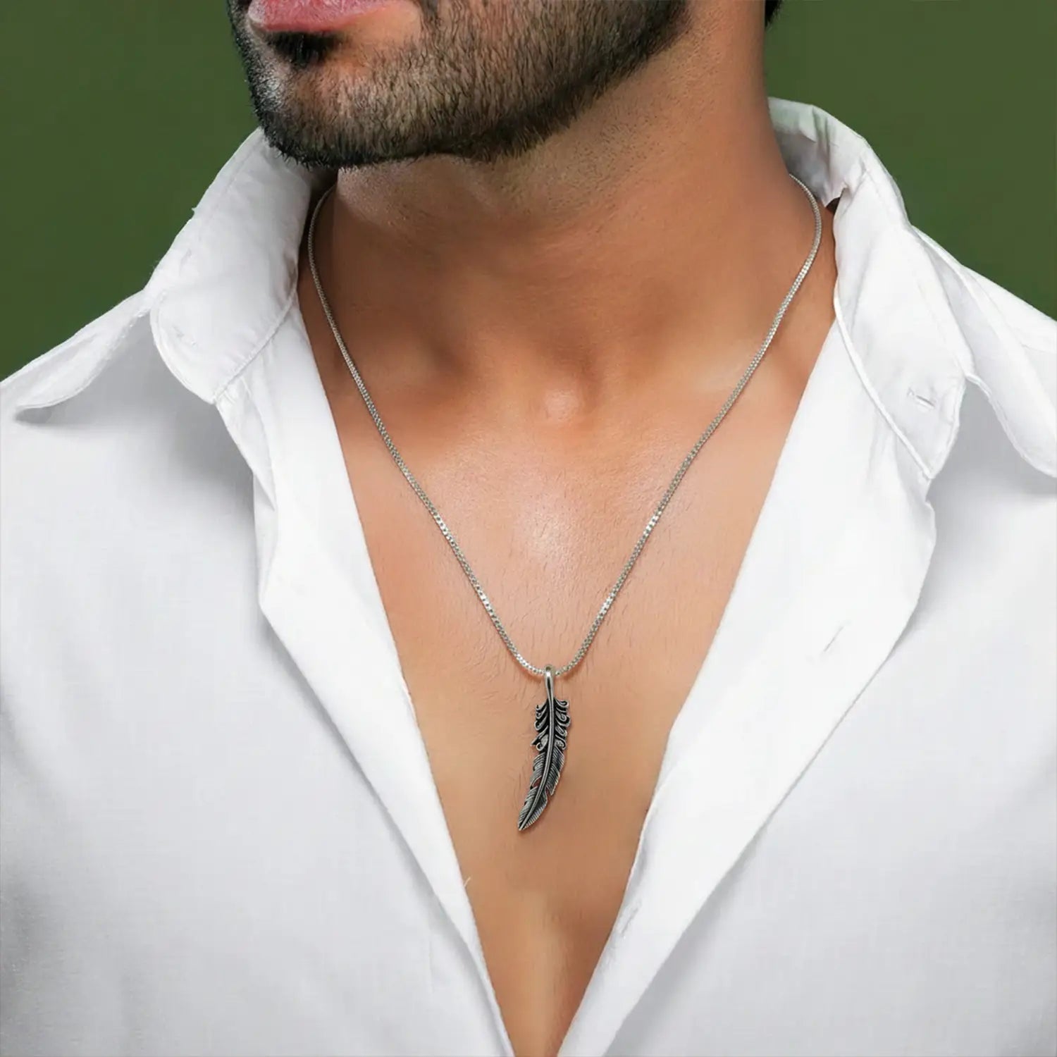 Pure Silver Feather Pendant- Made With Pure 925 Silver