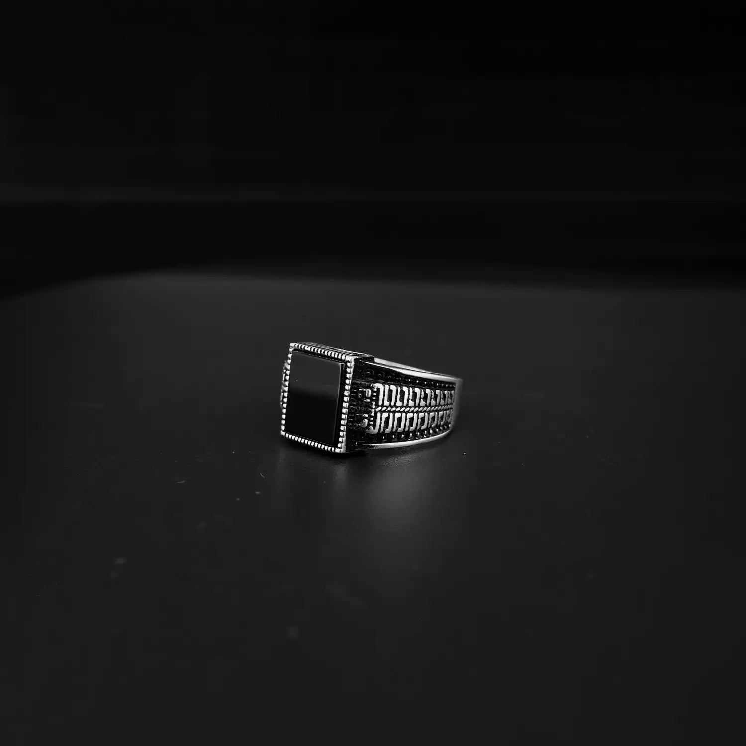 Pure Silver Black Onyx Rectangle Ring- Made With Pure 925 Silver