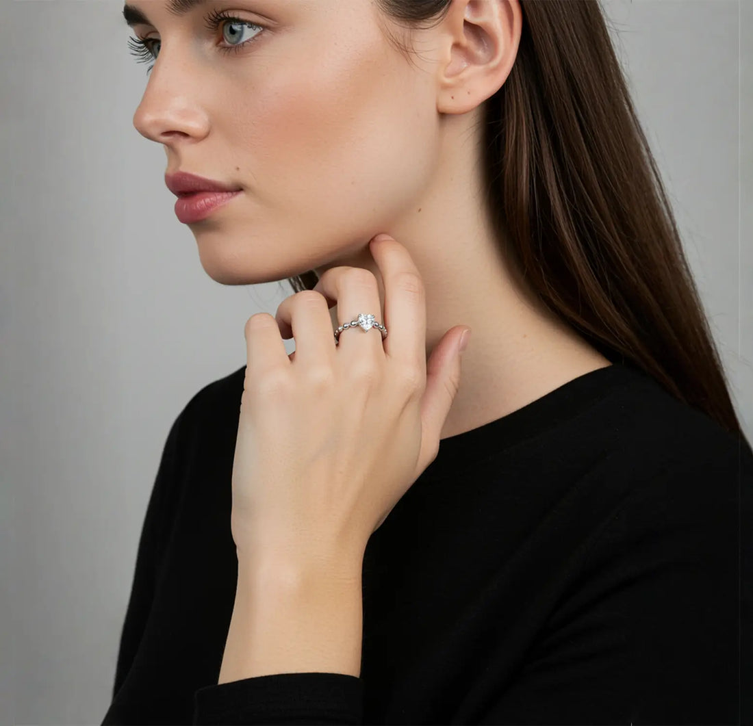 Heart Solitaire Pure Silver Ring - Made With Pure 925 Silver