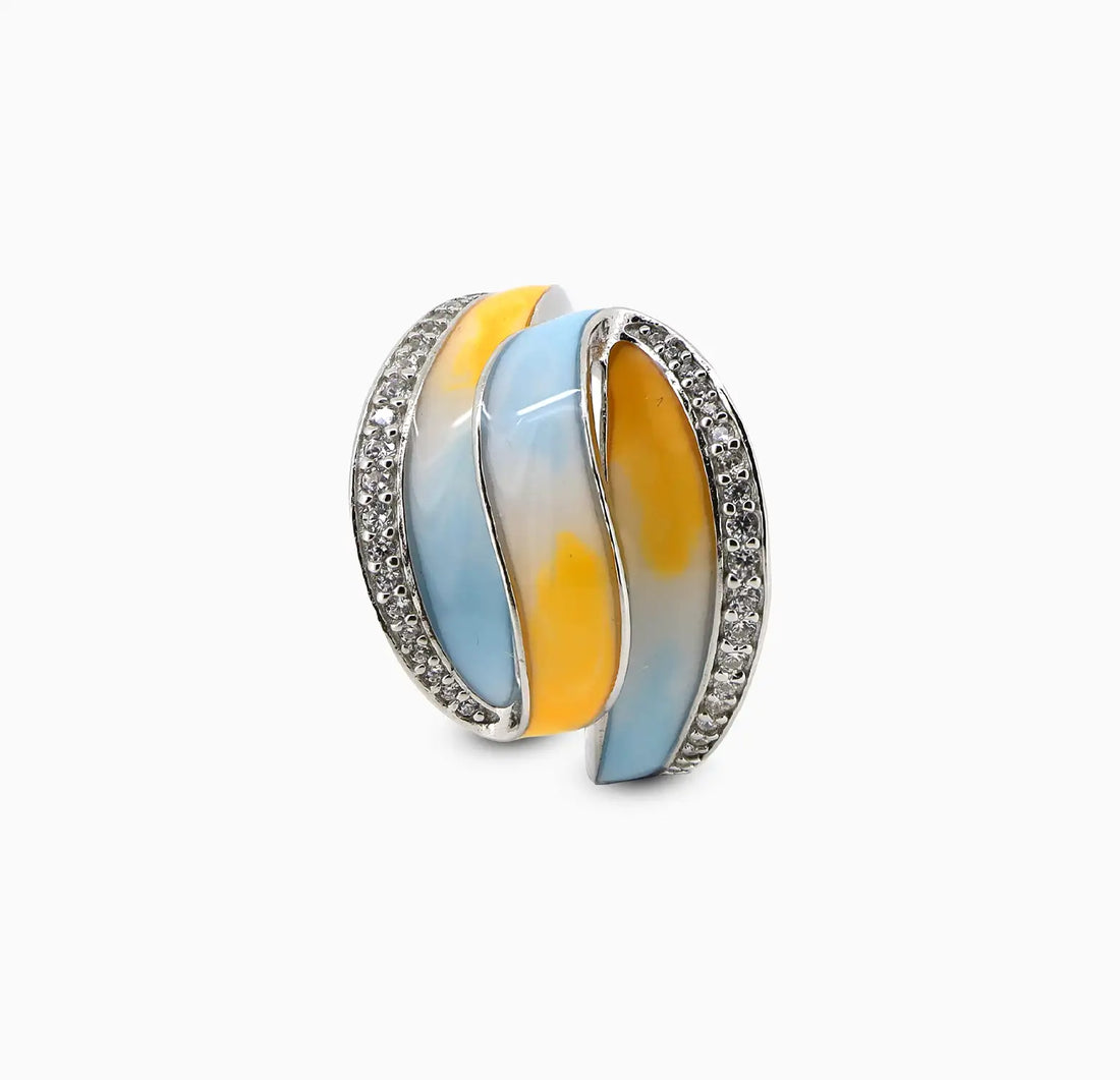 Pure Silver Dual-Tone Agate Ring - Made With Pure 925 Silver