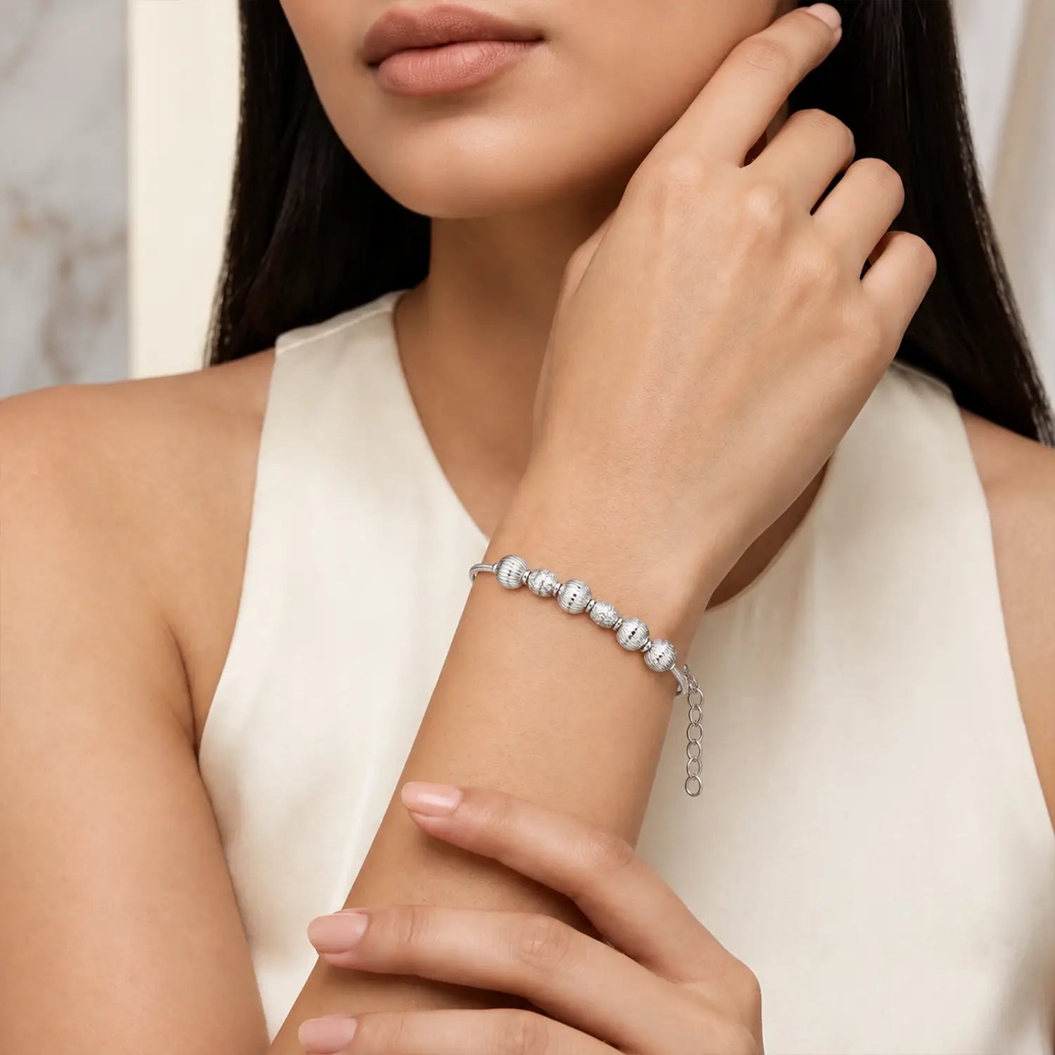 Beaded Bracelet – Classic & Timeless - Made With Pure 925 Silver