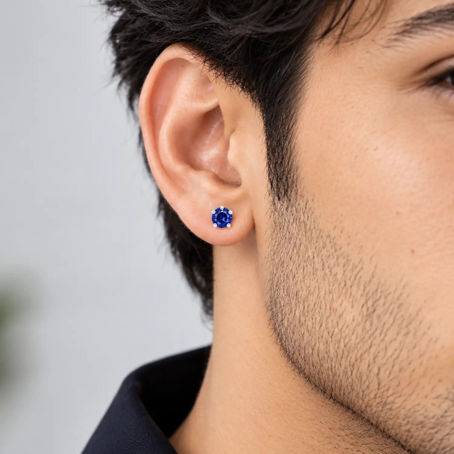 Royal Blue Solitaire Sterling Silver Stud Earrings - Made With Pure 925 Silver