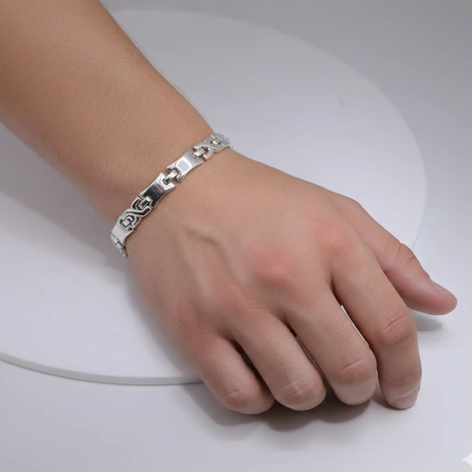 Modern Interlock Pure Silver Bracelet - Made With Pure 925 Silver