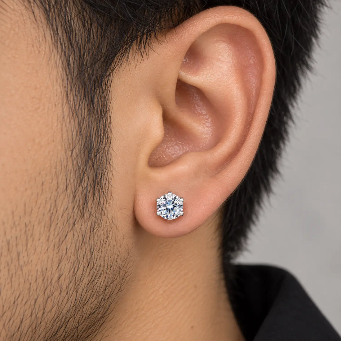 Classic Round Solitaire 925 Silver Stud Earrings for Men - Made With Pure 925 Silver