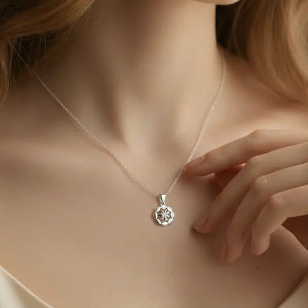 Elegant Floral Cutwork Pure Silver Pendant- Made With Pure 925 Silver