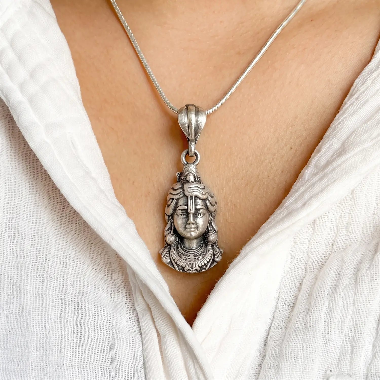 Mahadev Shiva Face Pendant -Cut Stone Ring - Made With Pure 925 Silver