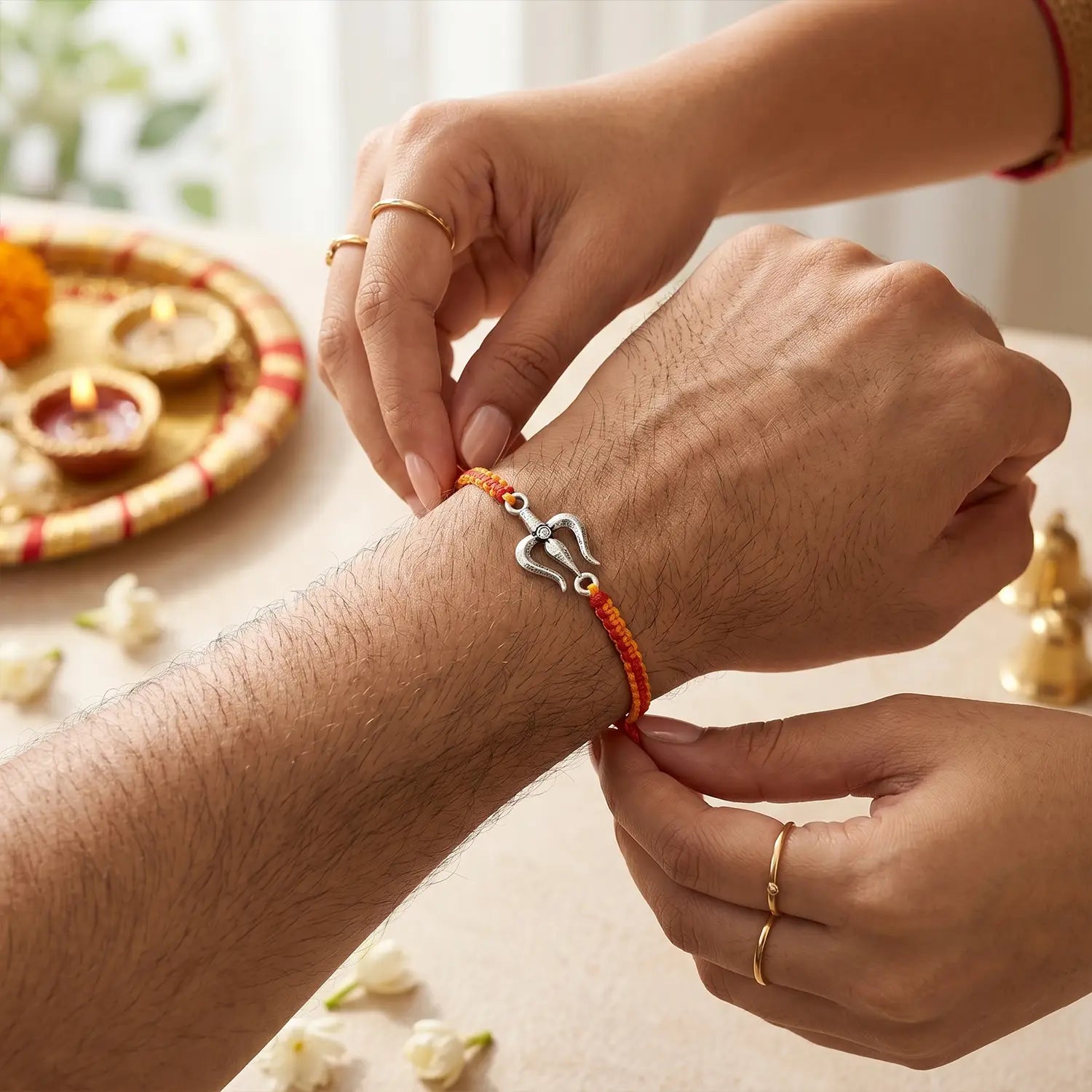 Divine Trishul Silver Rakhi - Made With Pure 925 Silver