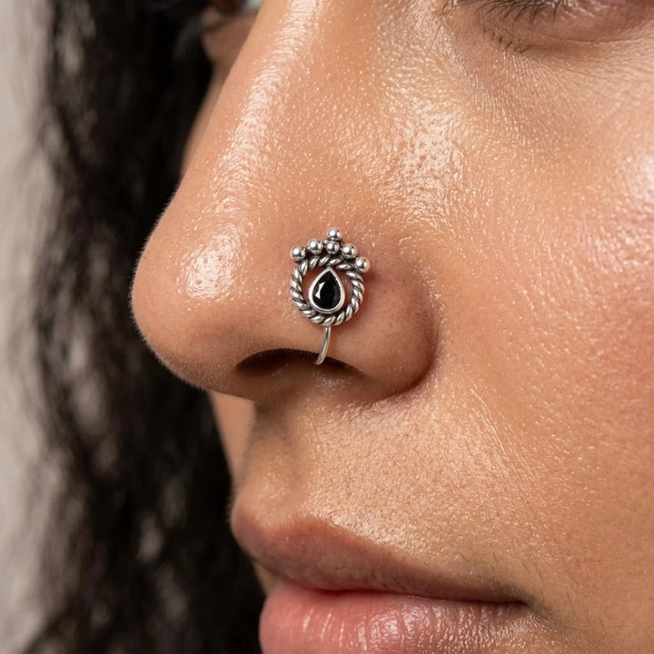Royal Oxidised Silver Nose Pin- Made With Pure 925 Silver