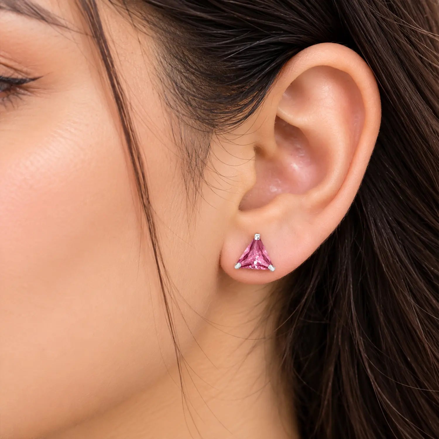 Royal Blue Triangle Gemstone Silver Stud Earrings - Made With Pure 925 Silver