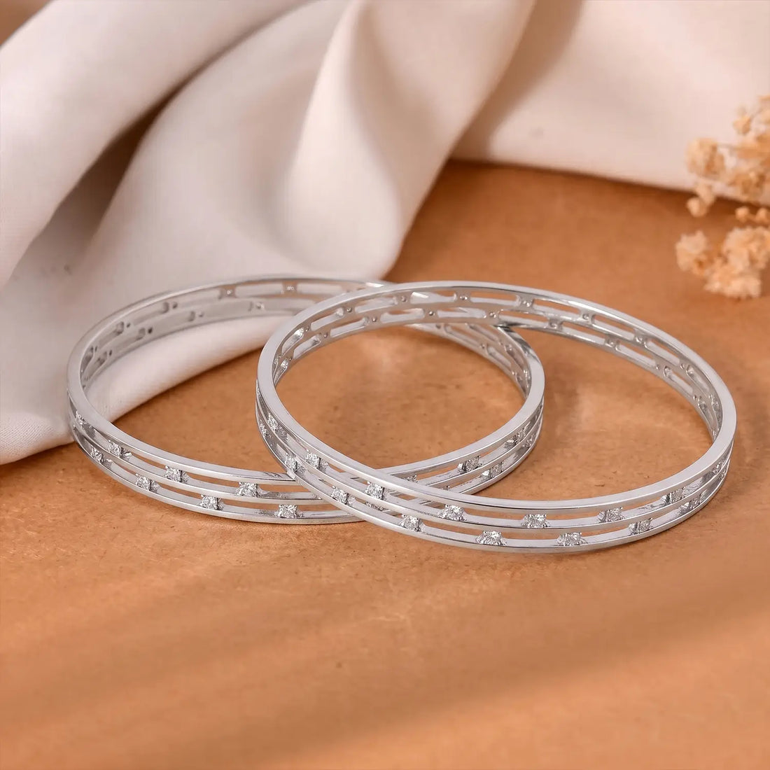 Elegant Sparkle Silver Bangles - Made With Pure 925 Silver