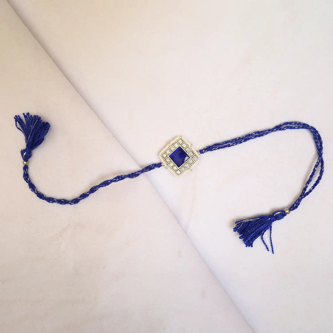 Royal Blue Stone Silver Rakhi - Made With Pure 925 Silver