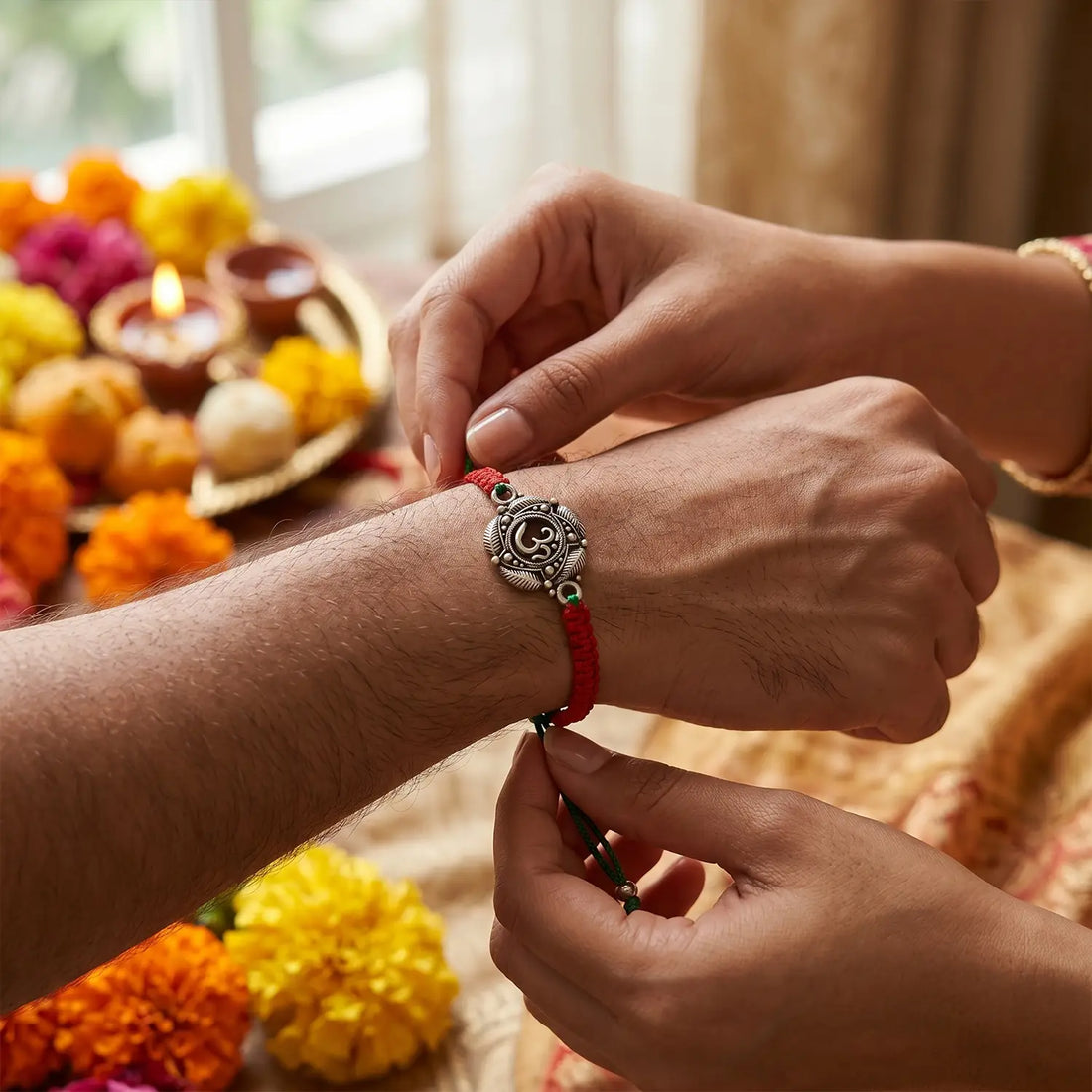 Om Divine Silver Rakhi Bracelet - Made With Pure 925 Silver