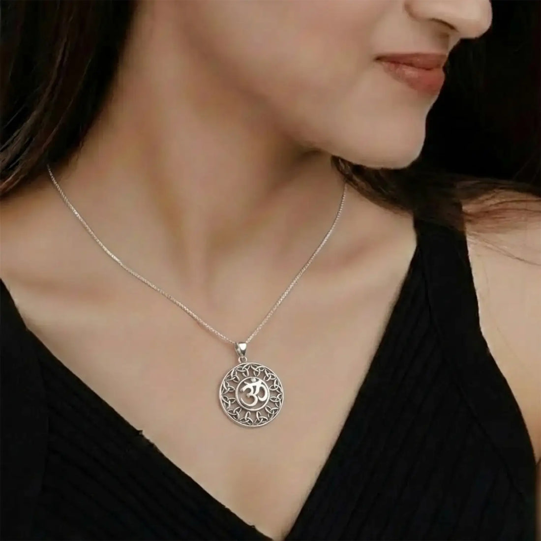Sacred Om Circle Pure Silver Pendant- Made With Pure 925 Silver