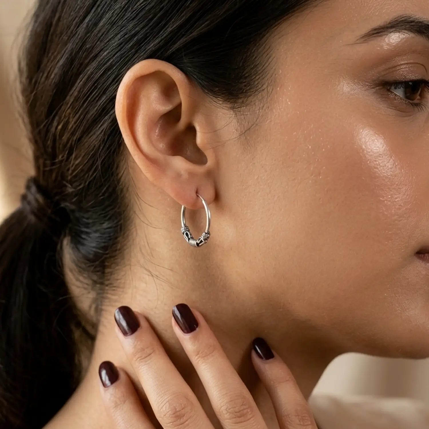 Minimal Oxidised Silver Hoop Earrings - Made With Pure 925 Silver