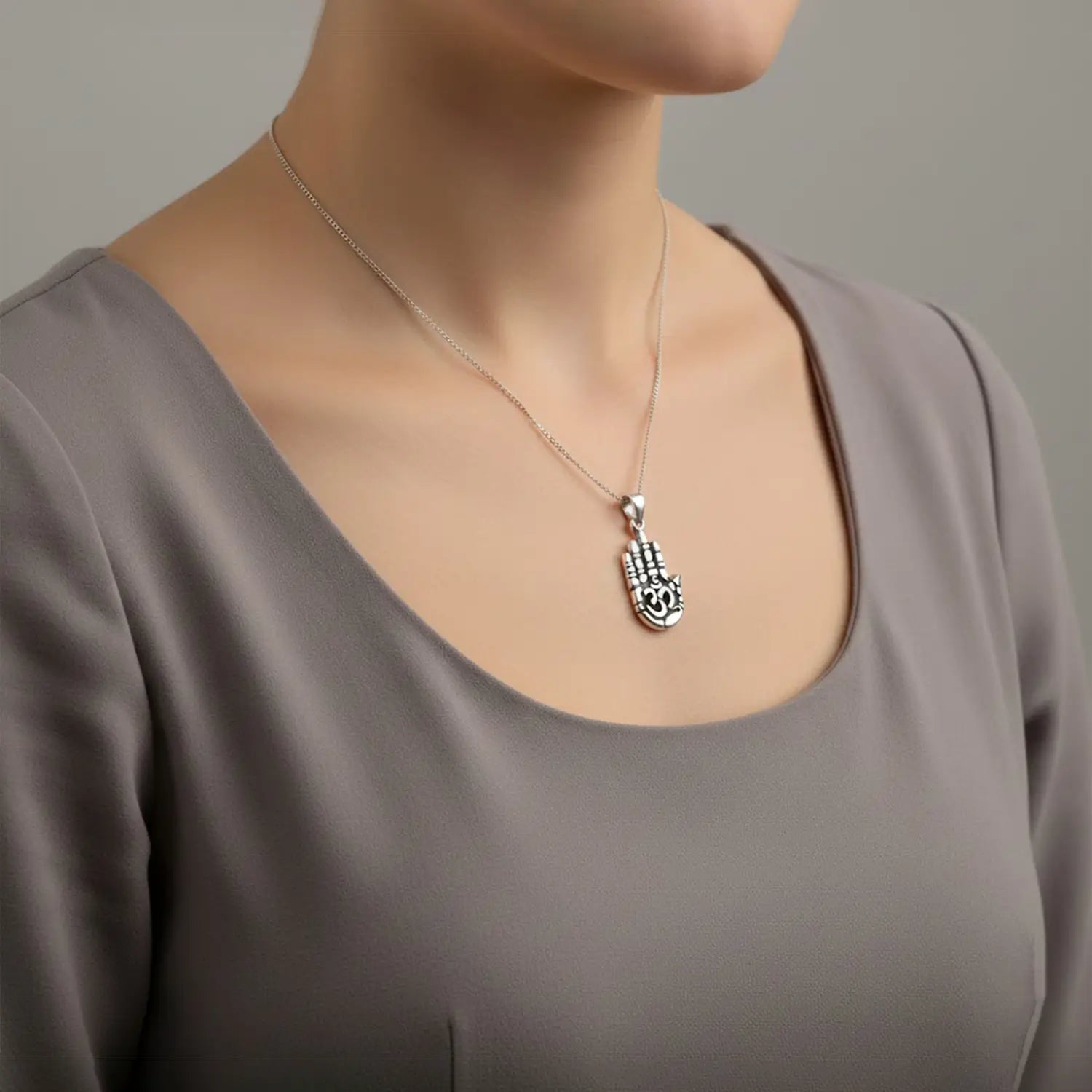 Sacred Om Hand Silver Pendant- Made With Pure 925 Silver