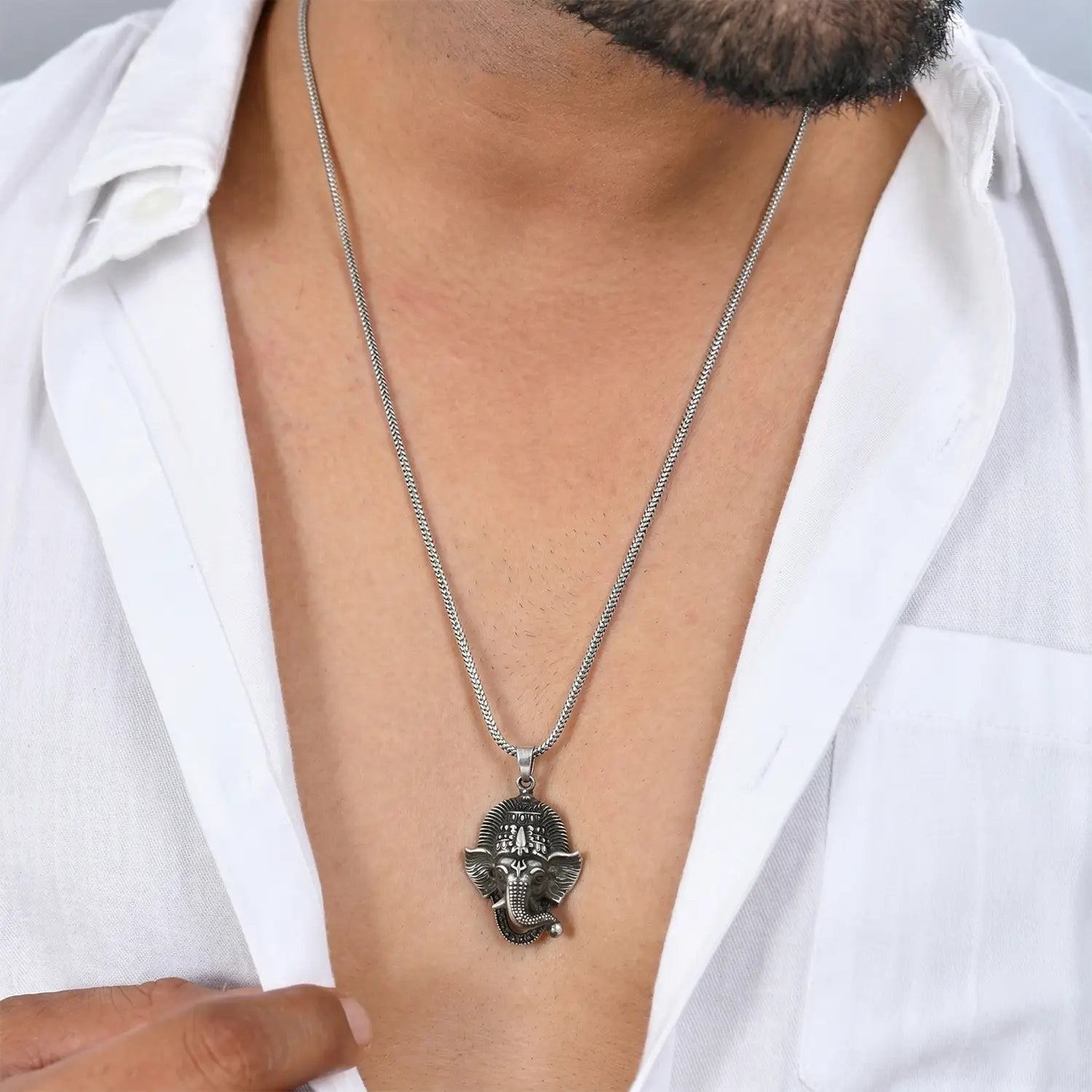 Divine Lord Ganesha Oxidised Pure Silver Pendant- Made With Pure 925 Silver