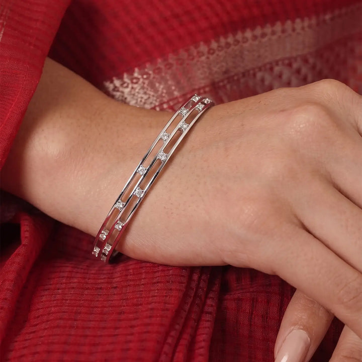 Elegant Sparkle Silver Bangles - Made With Pure 925 Silver