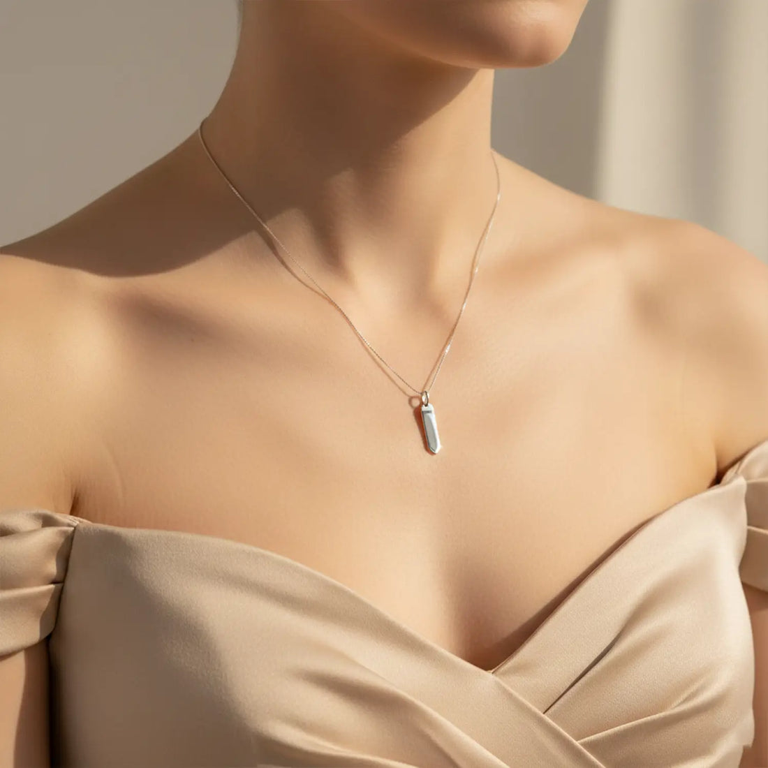 Minimalist Crystal Bar Pure Silver Pendant - Made With Pure 925 Silver