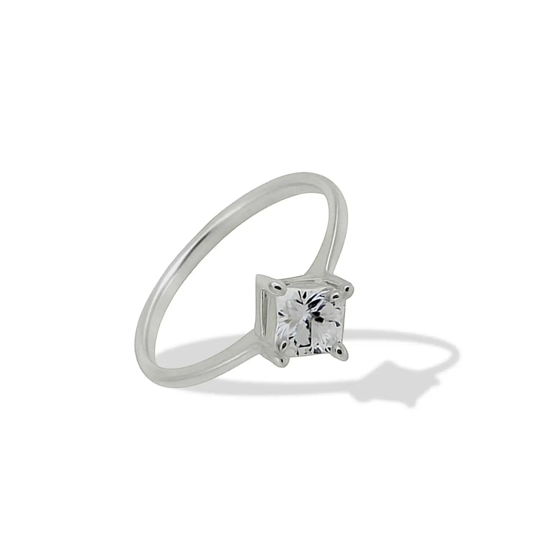Minimal Princess Cut Sterling Silver Ring - Made With Pure 925 Silver