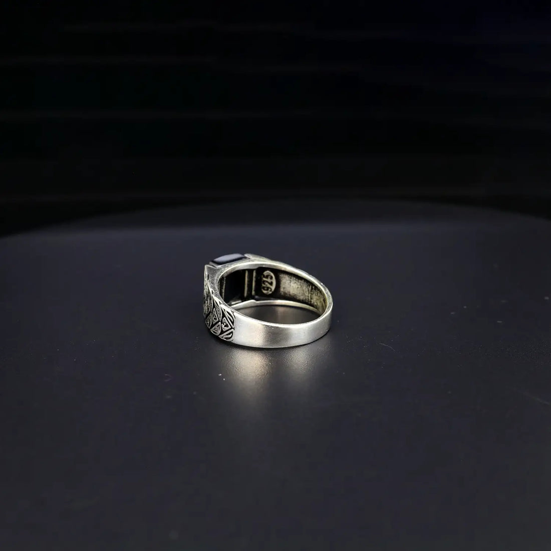 Oxidised Silver Ring with Black Stone - Made With Pure 925 Silver