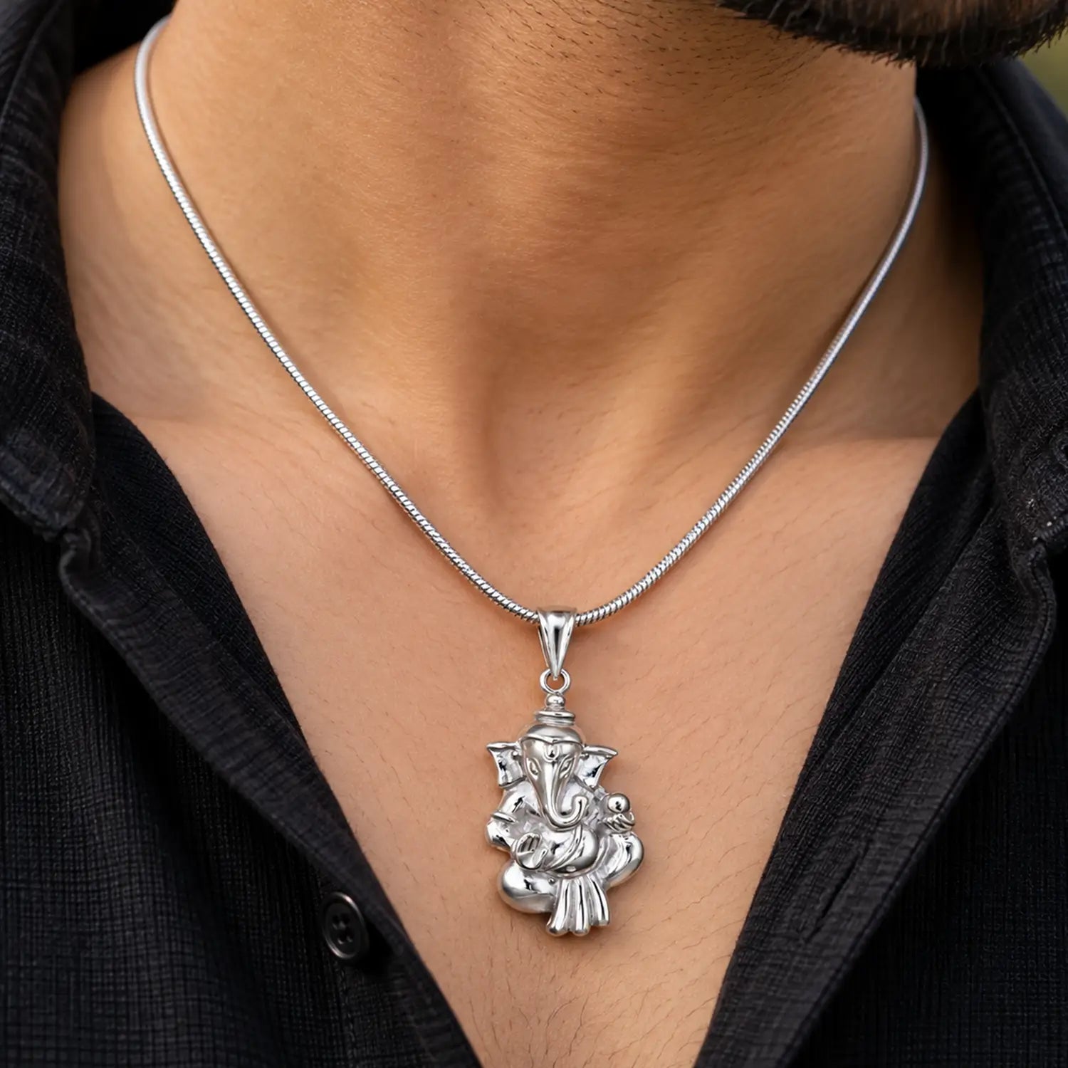 Shree Ganesh Blessings Silver Pendant - Made With Pure 925 Silver