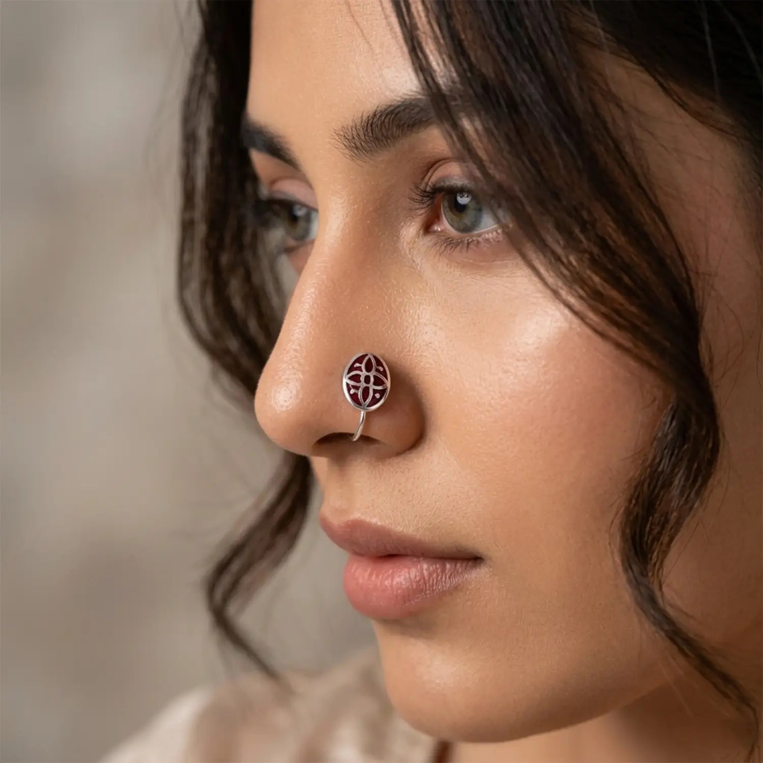 Floral Enamel Sterling Silver Nose Pin- Made With Pure 925 Silver