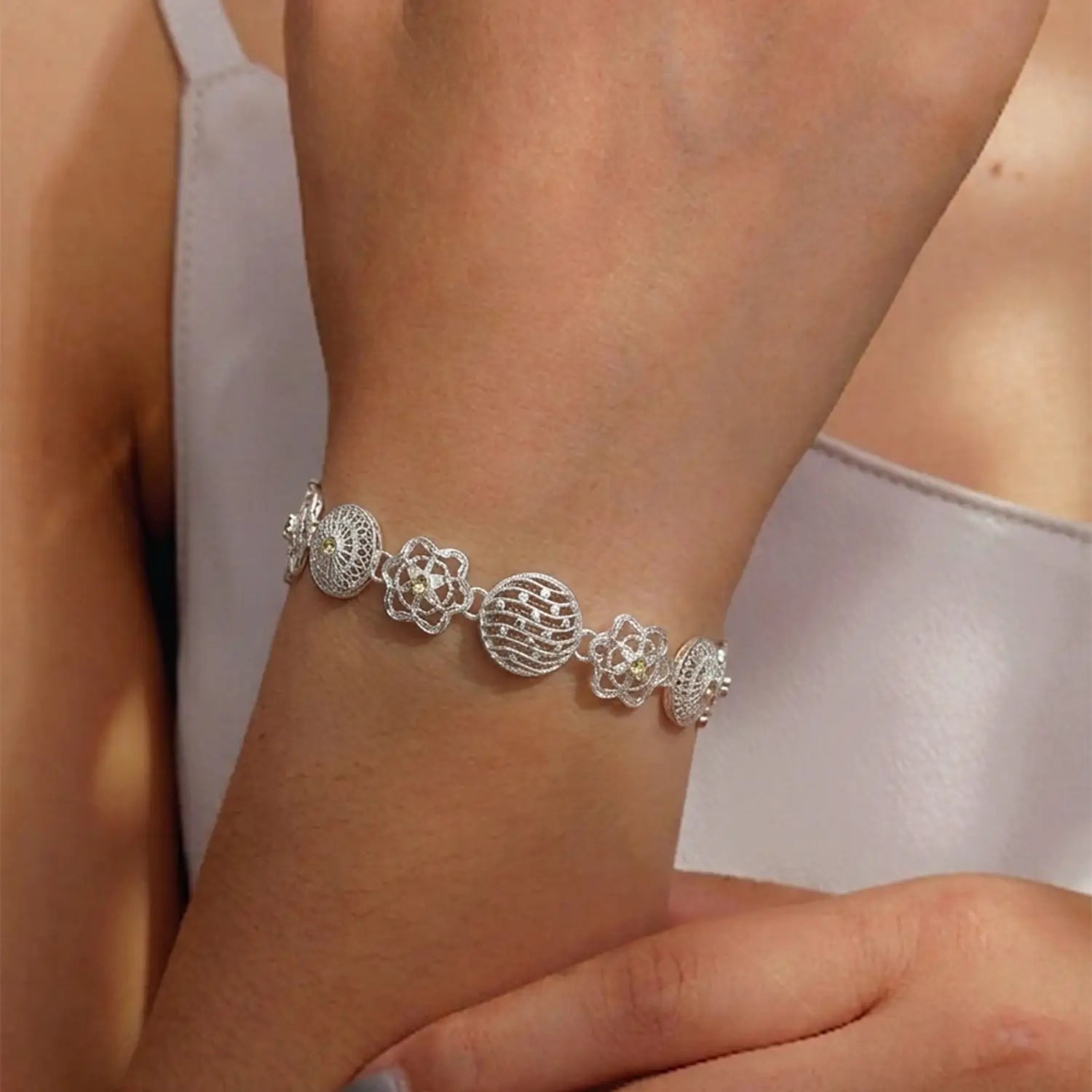 FloraSpark Charm Silver Bracelet - Made With Pure 925 Silver