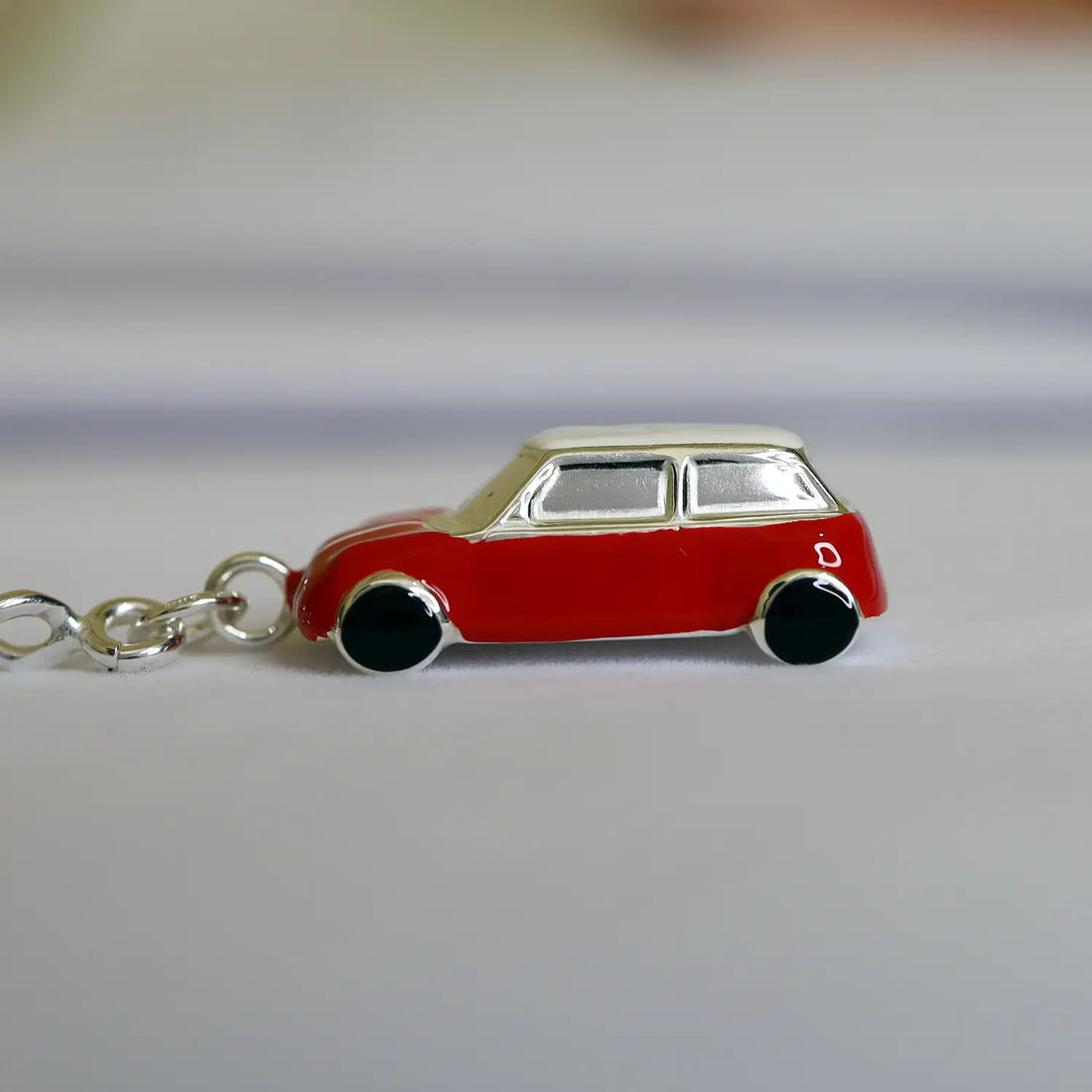 Red Car Pure Silver Keychain - Made With Pure 925 Silver