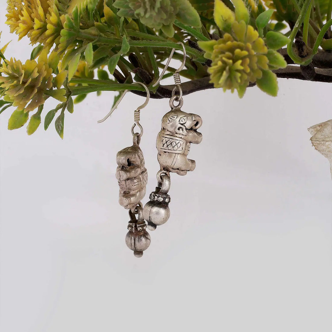 Silver Elephant Dangler Earrings - Made With Pure 925 Silver