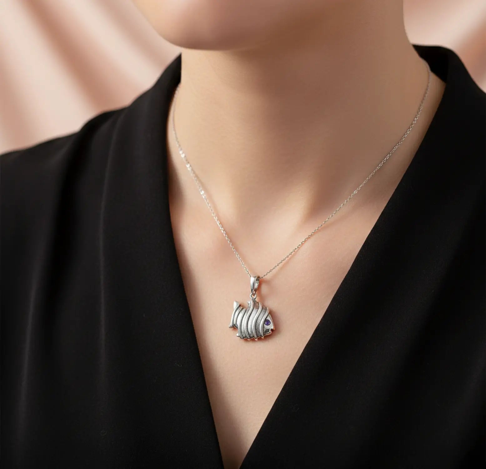 Artisan Fish Design Oxidised Silver Pendant - Made With Pure 925 Silver
