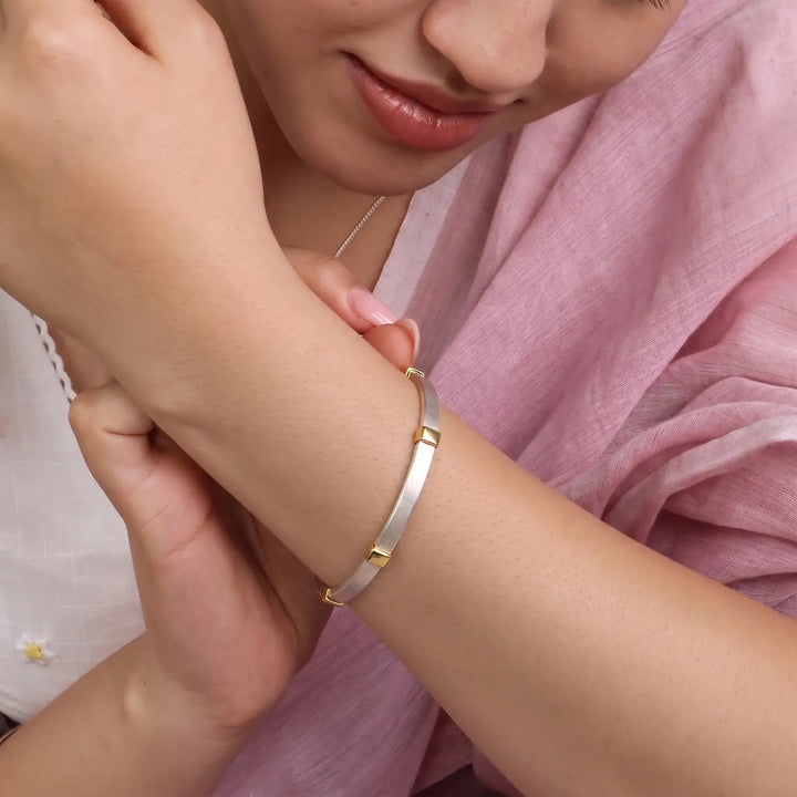 Pure Silver Bangles with Brass DetailingPure Silver Bangles with Brass Detailing