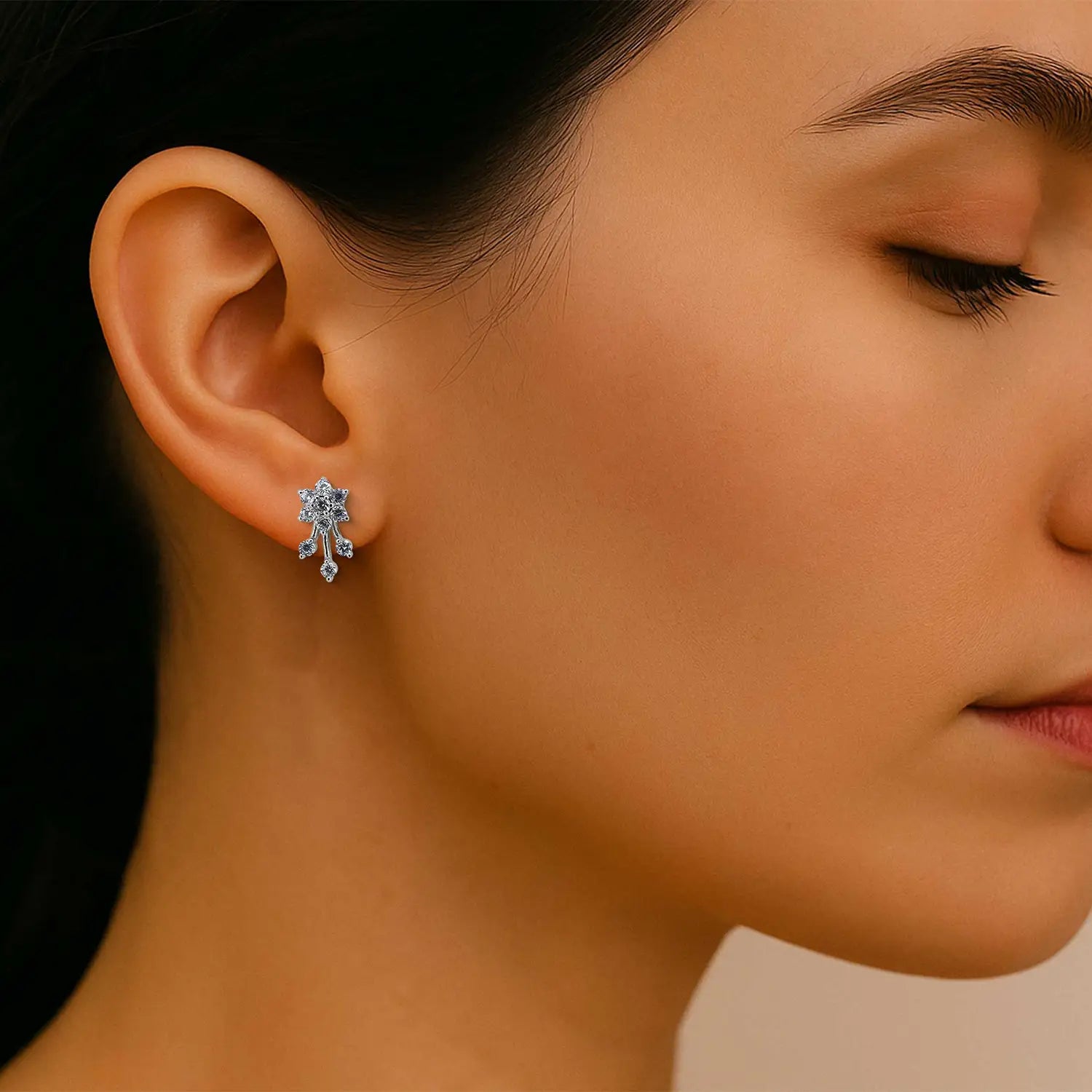 Celeste Sparkle Silver Stud Earrings- Made With Pure 925 Silver