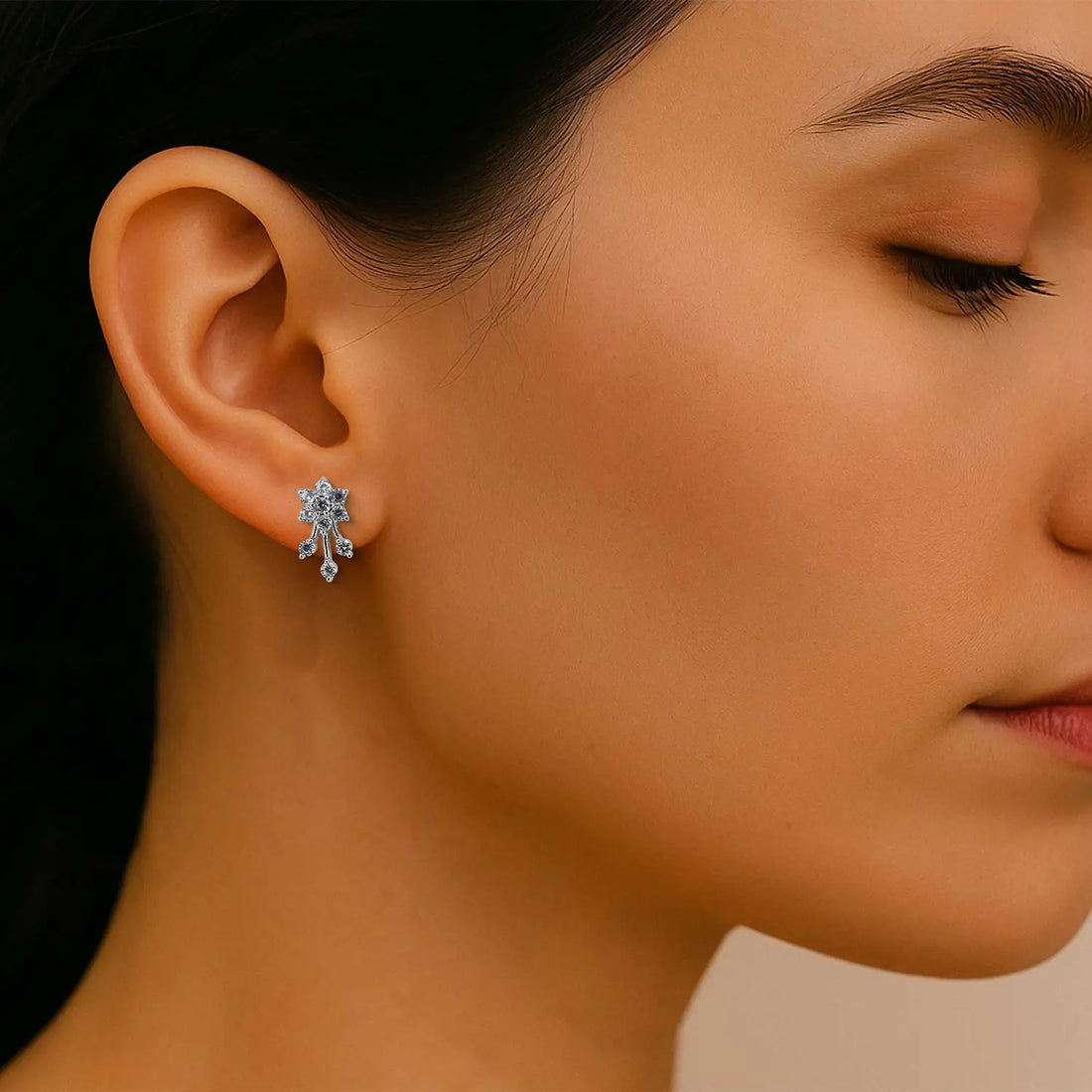 Celeste Sparkle Silver Stud Earrings- Made With Pure 925 Silver