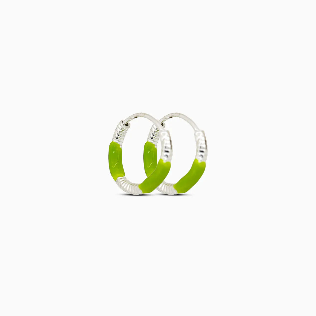 Lime Twist Silver Hoop Earrings - Made With Pure 925 Silver