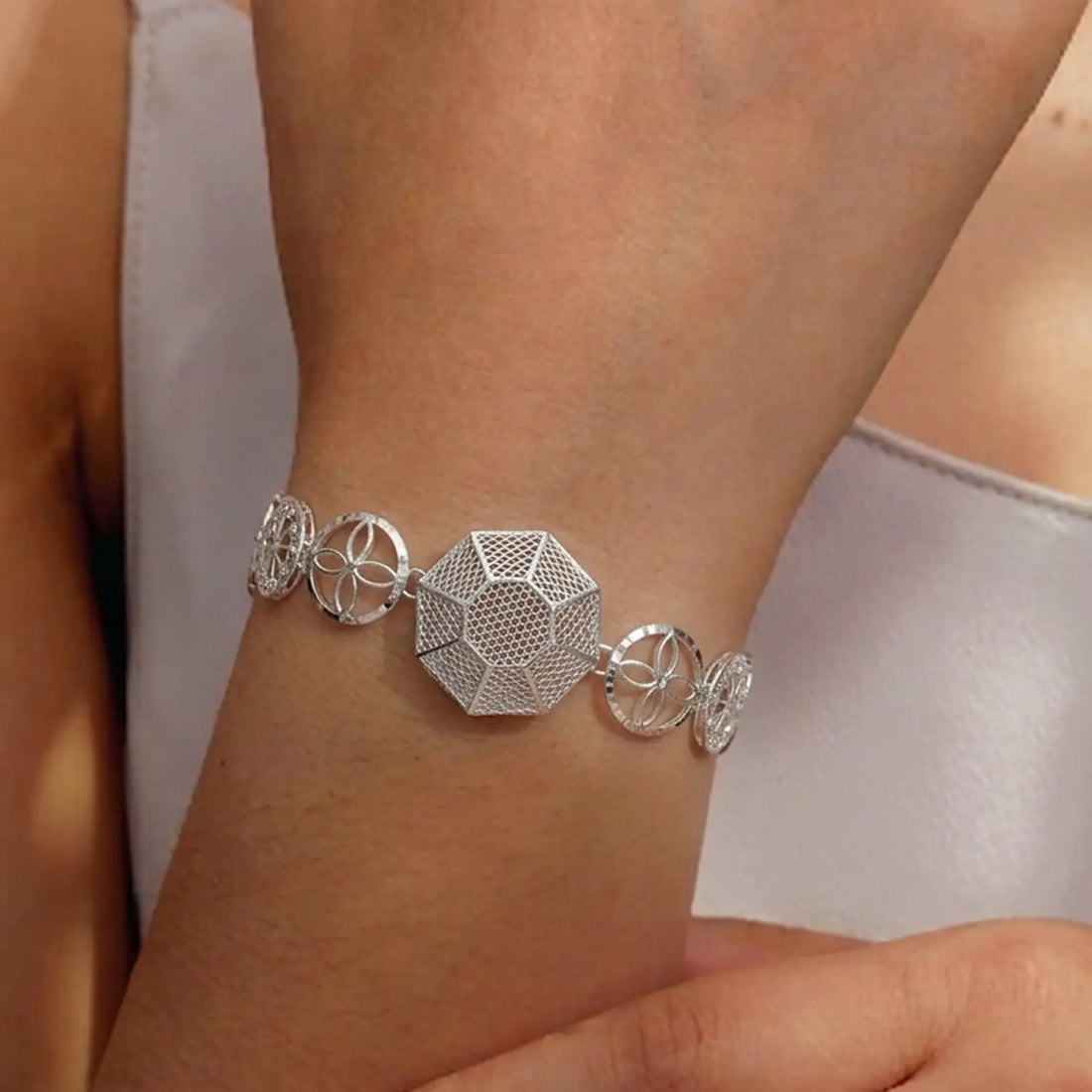Celestia Bloom Silver Bracelet - Made With Pure 925 Silver