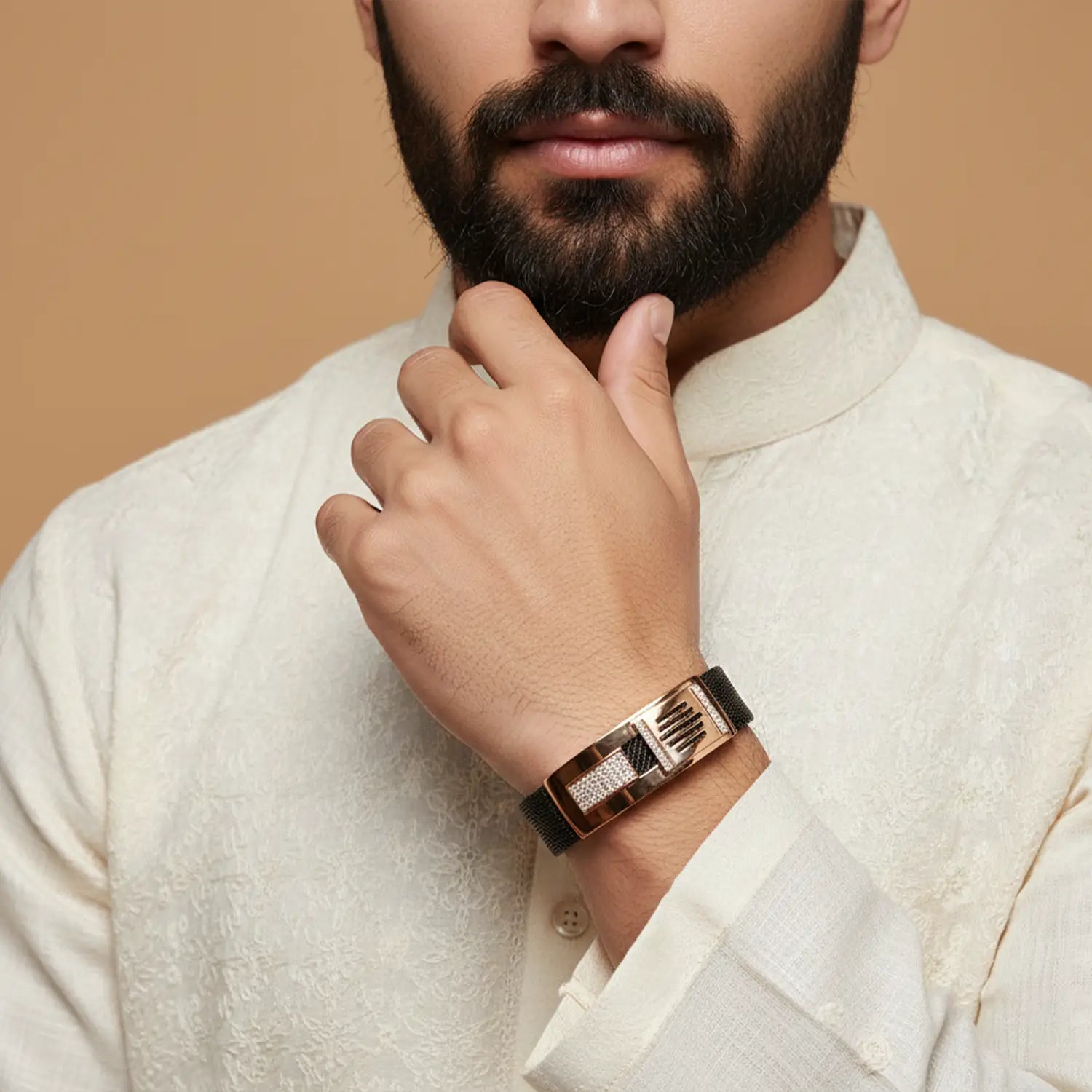 Bold Matrix Silver Bracelet for Men- Made With Pure 925 Silver