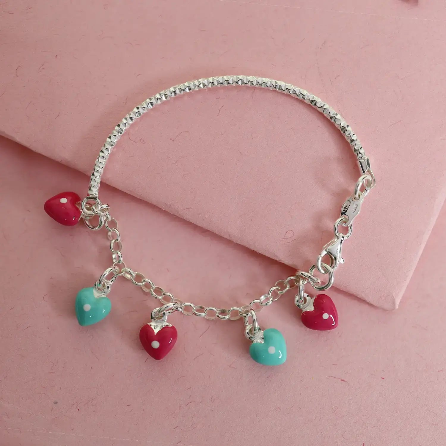 Pure Silver Heart Charm Bracelet - Made With Pure 925 Silver