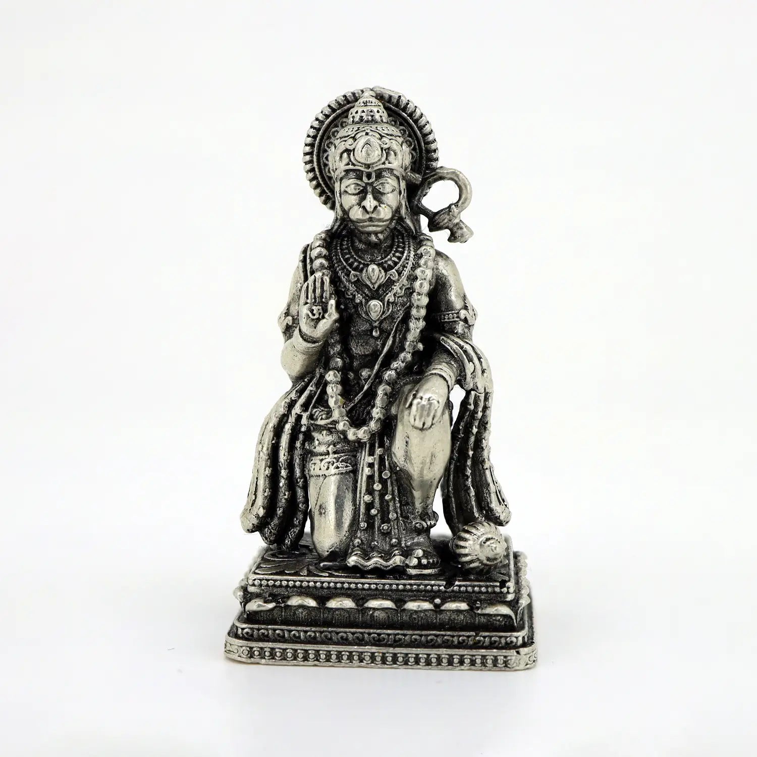 Pure Silver Lord Hanuman Idol – Antique Finish- Made With Pure 925 Silver