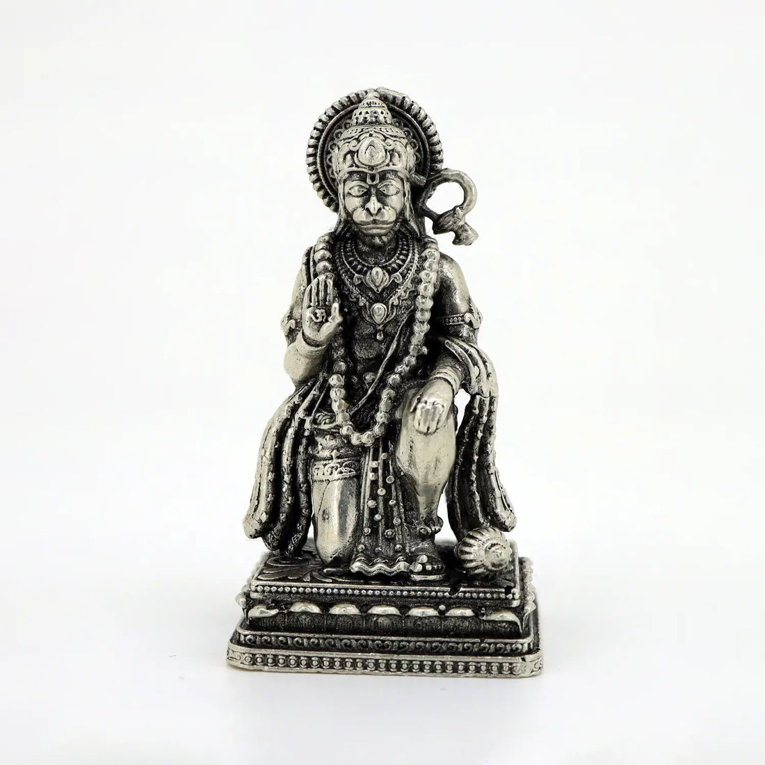 Pure Silver Lord Hanuman Idol – Antique Finish- Made With Pure 925 Silver