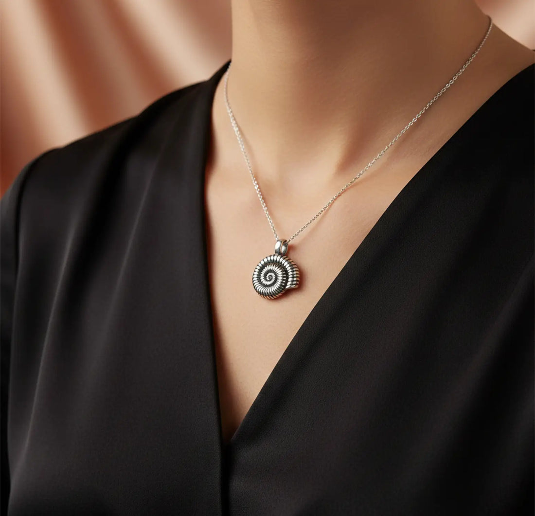 Pure Silver Ammonite Spiral Pendant- Made With Pure 925 Silver