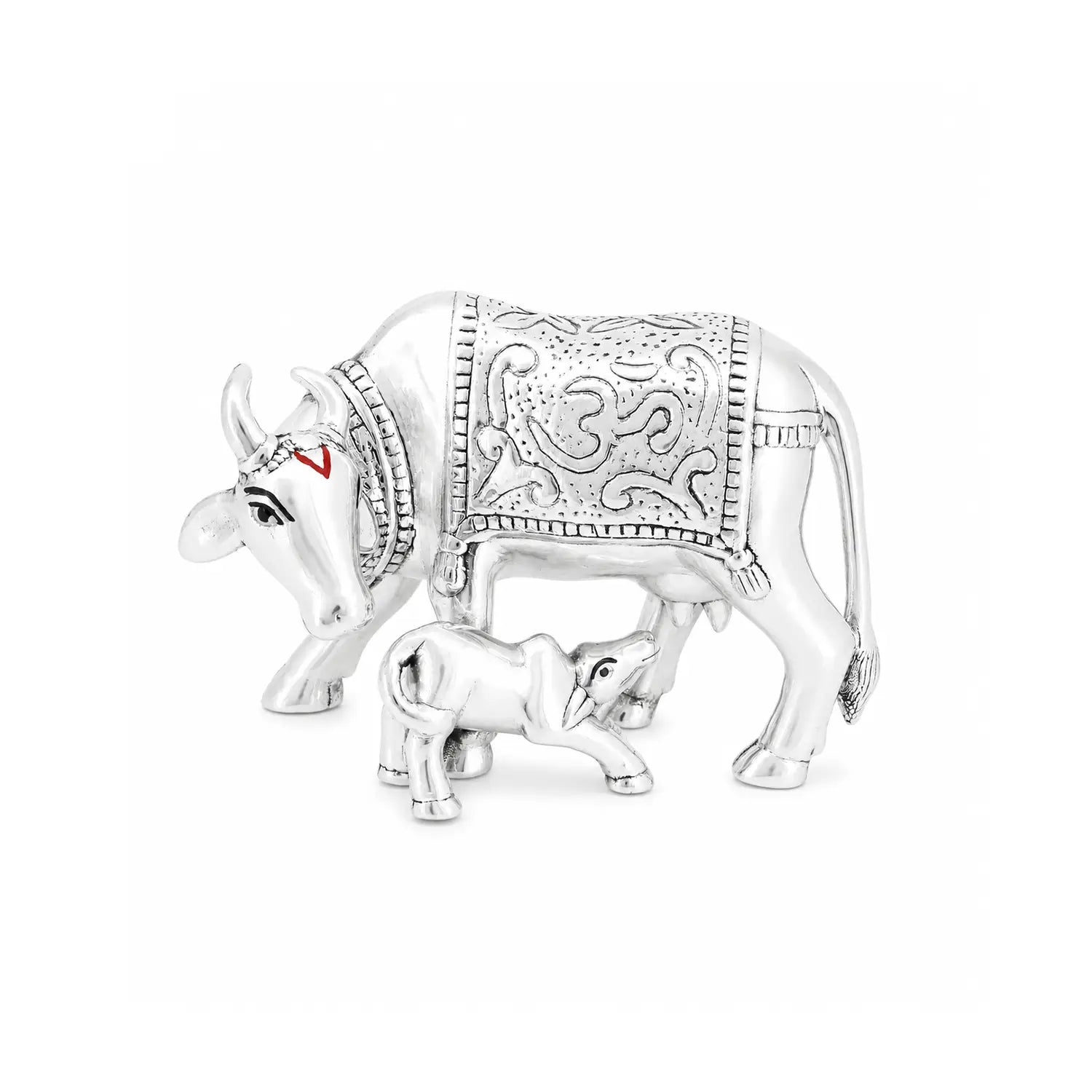 Kamdhenu Cow with Calf Idol - Made With Pure 925 Silver