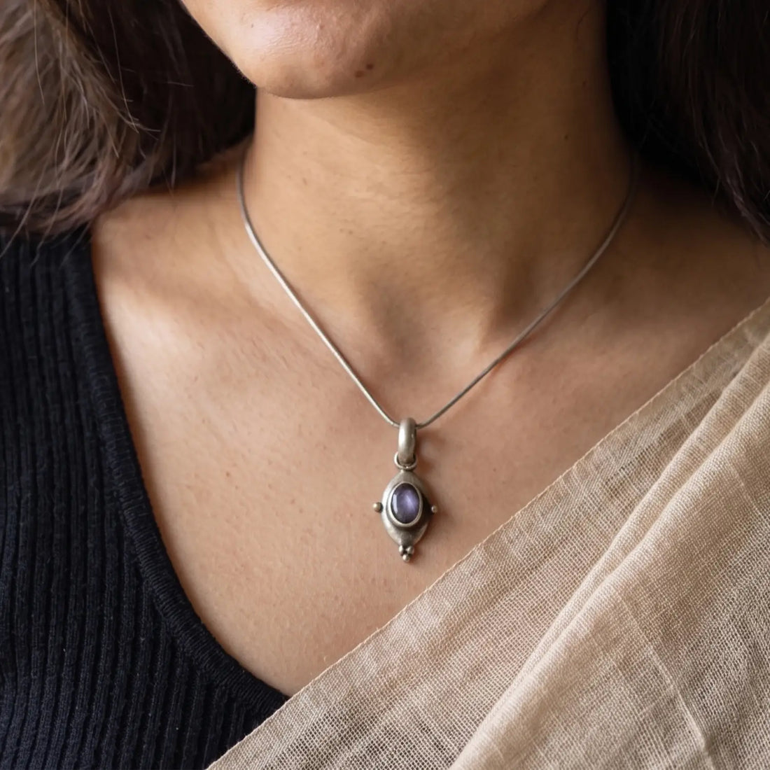 Royal Blue Stone Silver Pendant - Made With Pure 925 Silver