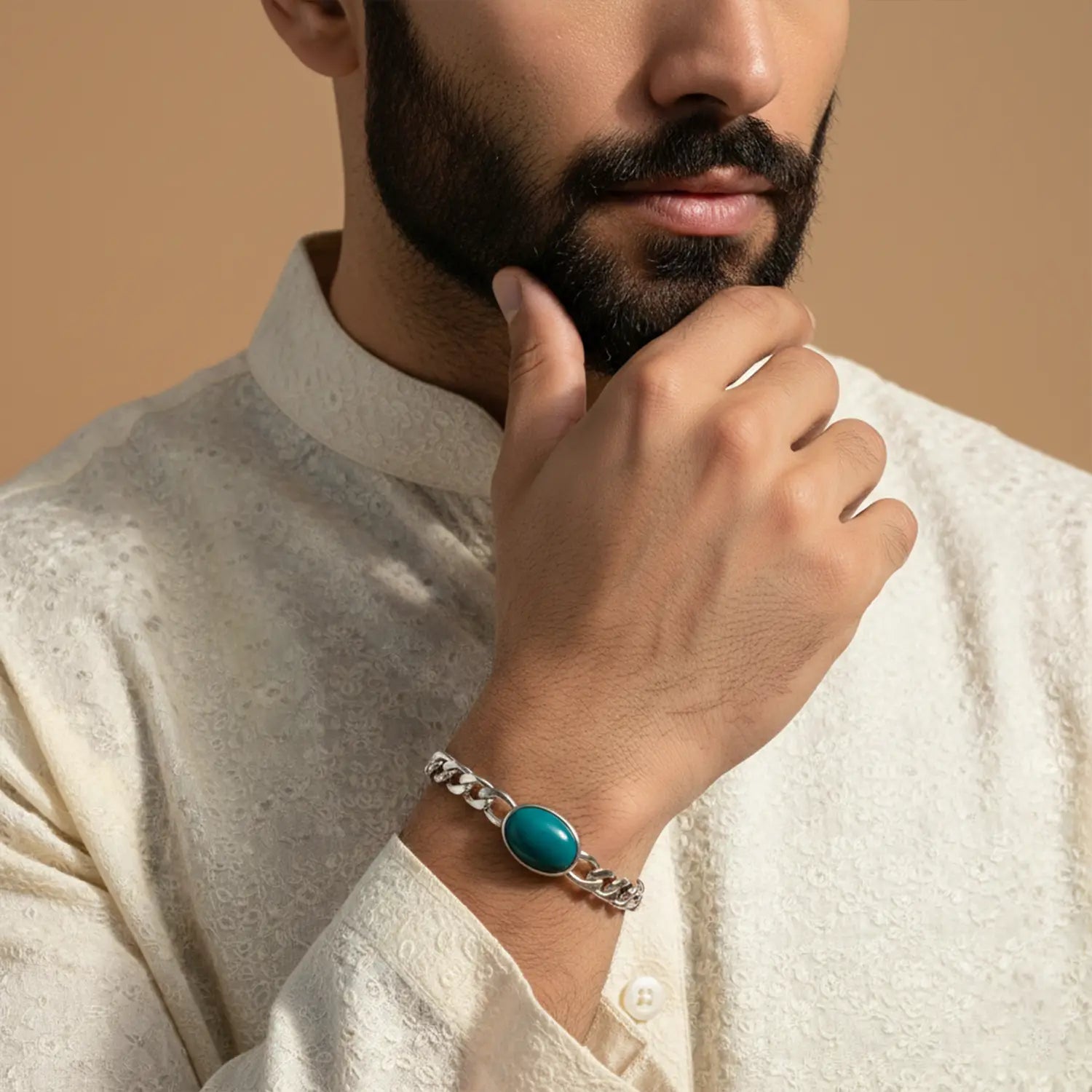 Pure Silver Teal Stone Bracelet - Made With Pure 925 Silver