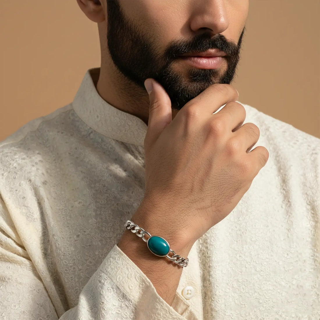Pure Silver Teal Stone Bracelet - Made With Pure 925 Silver