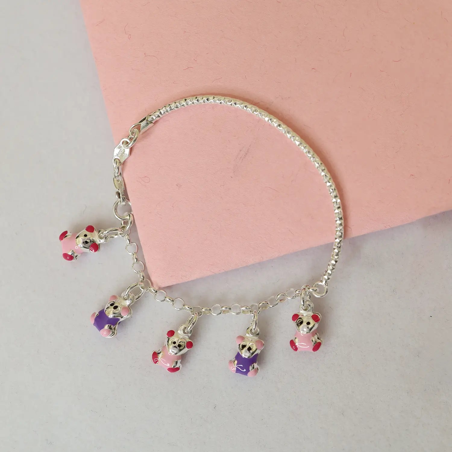 Pure Silver Teddy Charm Bracelet - Made With Pure 925 Silver