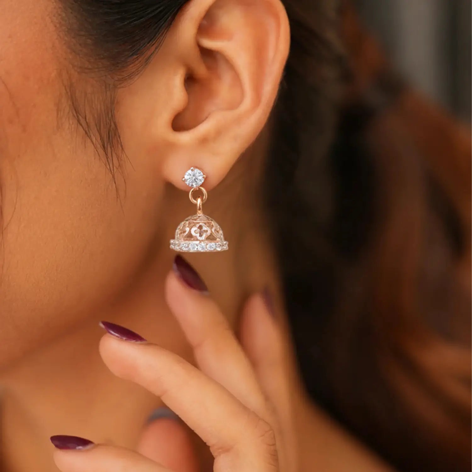 Golden Aura Silver Jhumki Drop Earrings- Made With Pure 925 Silver