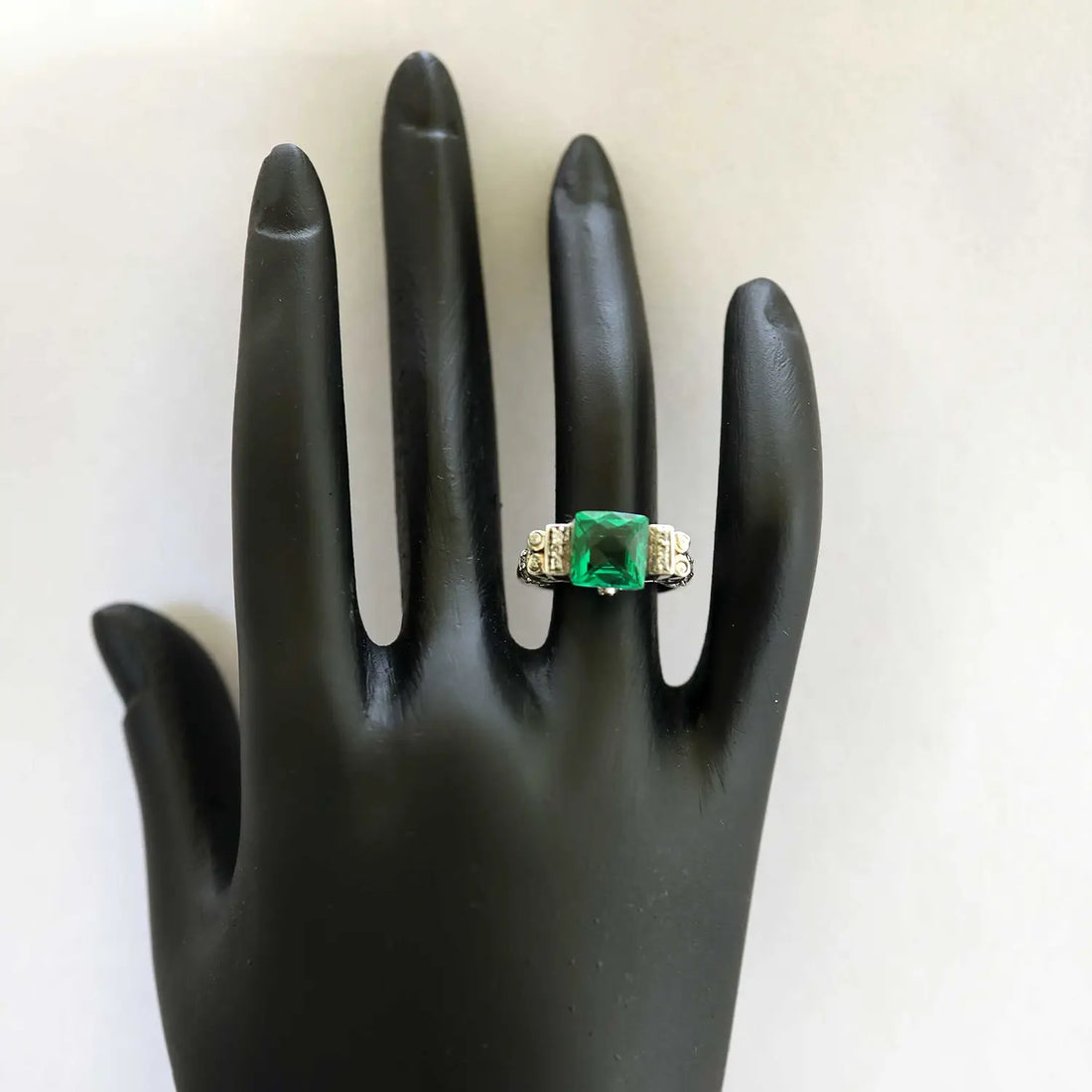 Pure Silver Ring with Green Stone- Made With Pure 925 Silver