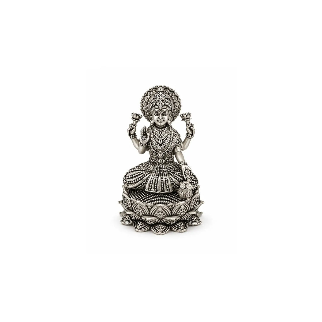 Antique pure Silver Goddess Lakshmi Idol- Made With Pure 925 Silver
