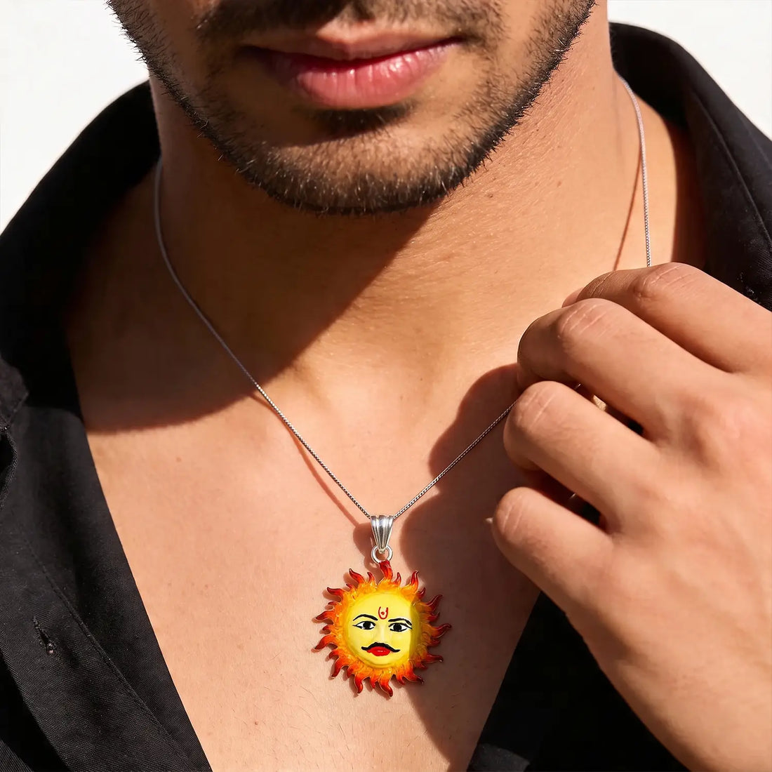 Divine Surya Dev Silver Pendant - Made With Pure 925 Silver
